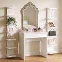 Versatile 7 Tier Wall Shelf Unit, Floating Shelves for Wall (Round Corner), Vertical Lack Wall Shelf for Bedroom, Vanity, Living Room, Home Decor Makeup Organizer Display, White