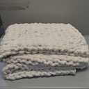 Carriediosa Chunky Knit Throw Blanket 50" X 60", 100% Hand Made Large Chenille Loop Yarn Soft Fluffy Throws for Couch Sofa Bed, Big Crochet Cozy Heavy Thick Cable Woven Blankets, Cream White