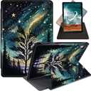 Case for Amazon Fire HD 10 Tablet Case (9th/7th/5th Generation,2019/2017/2015) 360 Degree Rotating Swivel Stand Flip Smart Cover for Kindle Fire HD 10 10.1" 9th Gen-Stars Tree
