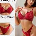 changlizi Lingerie for Women Lace Strappy Bra and Panty Sets 2 Pieces Sexy Underwear Underwire Lingerie Set (Black, 32C) (Black)