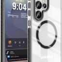 DEERLAMN Strong Magnetic Case for Samsung Galaxy S26 Ultra 6.9-Inch,[Compatible with Magsafe][Military Grade Drop Protection] Clear Slim Shockproof Protective Phone Cover, Transparent+Black