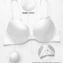 Deyllo Women's Push Up Bra Deep V Underwire Bra Full Coverage Lightly Padded Bras (White)