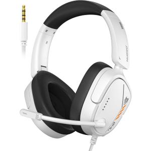 NUBWO HG04L Gaming Headset for PS5/PS4, Xbox Series X|S/Xbox One, Switch  250g Lightweight, Clear Unidirectional Mic, Soft Memory Earmuffs, 3.5mm Jack for Gaming & Work (White)