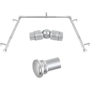 TONIAL Bay Window Curtain Rods, 36 to 72 Inch Center Rod for Windows, 20 to 36 Inch Side Rods for Window 3/4 Inch Decoratice Drapery Rods with Small Cap End, Silver