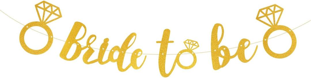 Bride to Be Banner, Glitter Gold Bridal Shower Banner Bride to be Decorations Bachelor Party Banner for Wedding Engagement Party Sign Decoration