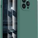 FireNova Designed for iPhone 14 Pro Max Case, Silicone Upgraded [Camera Protection] Case with [2 Screen Protectors], Soft Anti-Scratch Microfiber Lining Inside, 6.7 inch, Midnight Green