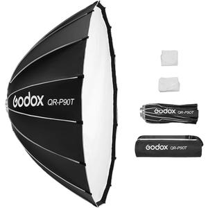 Godox QR-P90T 90cm/35.4in Quick Release Parabolic Softbox Professional Foldable Softbox with Standard Bowen Mount & Diffusers for Photography Studio Photography Portrait Live Stream