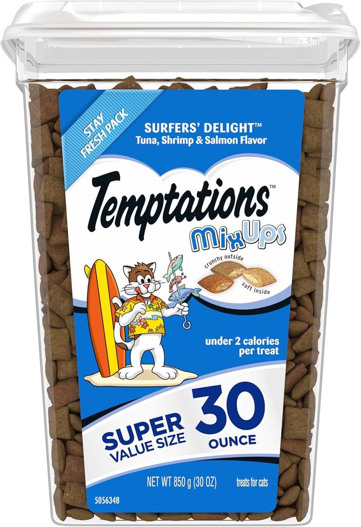 Temptations MixUps Surfer's Delight Flavor Crunchy and Soft Cat Treats, 30 oz. Tub (1.88 Pound, Pack of 1)