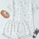 WDIRARA Women's 2 Piece Sea Turtle Graphic Pajama Set Button Down Short Sleeve Shorts Loungewear Pjs Sets, S