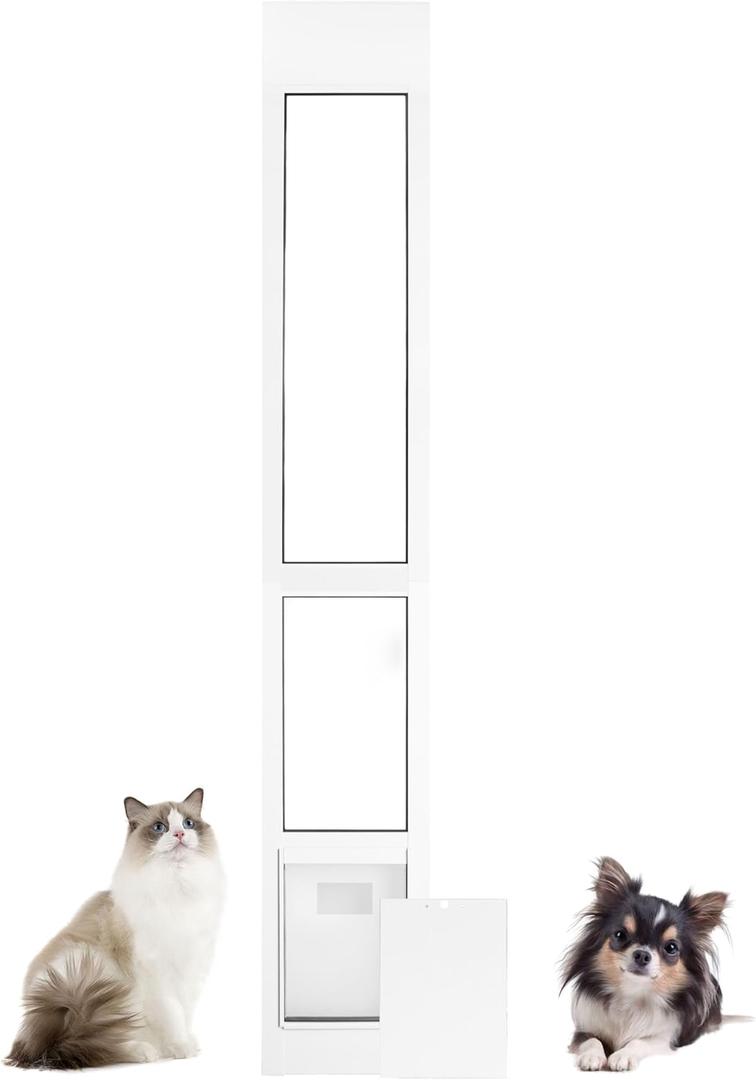 Cat Door for Sliding Glass Door - Small Pet Door for Sliding Door Insert - 78-82 in Cat Door for Patio Slider (7FT)