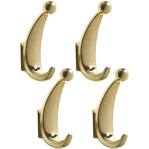 4 Pack Towel Hooks, Metal Wall Mounted Coat Hooks for Bathroom Bedroom Entryway for Hanging Robes Keys Bags(Gold)