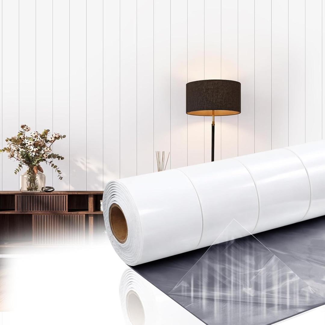 Geelin Shiplap Peel and Stick Panels for Walls Self Adhesive PVC Slat Wall Panel 15.75"x 118" Peel and Stick Wallpaper Backsplash Soundproof Wall Panels for Bedroom Living Room Decor Ceiling