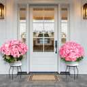 6 Bundles Artificial Flowers for Outdoors, Faux Geraniums Artificial Flowers Realistic, Faux Plants Outdoor UV Resistant for Garden Patio Porch Window Box Home Indoor Outdoor Decor (12, Pink)