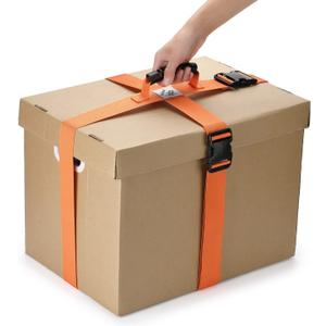 Box Carrying Strap with Handle Adjustable Belt Cross Style Carry Straps for Safely Moving and Lifting Heavy Boxes, Groceries, Luggage (Orange)