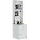 CATMANOR White Nightstand with Charging Station, Bed Side Table/Night Stand with Drawers, Bedside Table with Open Shelf Storage, Tall End Table for Bedroom Living Room WB6