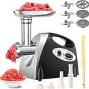 Electric Meat Grinder, 2500W Max Meat Grinder with Stainless Steel 3 Blades and 3 Grinder Plates, Sausage Stuffer Tube & Kubbe Kit, Heavy Duty Meat Grinder for Home Kitchen & Commercial Using