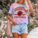 IZYJOY Women Football Shirt Vintage Game Day T-Shirt Sunday Funday Tee Tie Dye Football Season Short Sleeve Tops (L)