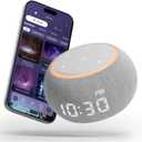 White Noise Sound Machine for Sleep, Dual-Stage Alarm&Snooze, Smart App Control, Custom Buttons, 500+ Non Looping Soothing Sounds, Dimmable Clock, Timer, Night Light, Lullaby, for Baby Adults Kids (Grey)