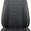 Car Seat Covers Front Pair,Universal Fit for Most Cars,SUV,Sedans and Pick-up Trucks,Automotive Faux Leather Vehicle Cushion Covers(Front Pair,Black/White)