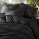 Shilucheng 100% Cotton Queen Size Duvet Covers - 600 Thread Count, Luxury Sateen Weave Egyptian Cotton Comforter Cover with Zipper Closure & Corner TiesHotel Bedding Duvet Covers 3 Piece (Black)