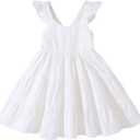 Kids Toddler Baby Girls Rainbow Dress Princess Sleeveless Beach Butterfly Sundress (White) 3-4Y