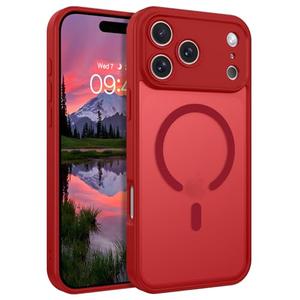 Magnetic for iPhone 17 Pro Max Case 2025, Upgraded [Full Camera Protection] [Compatible with Magsafe] [Translucent Matte] Drop Shockproof Protective Bumper Women Men Phone Cover 6.9inch, Red