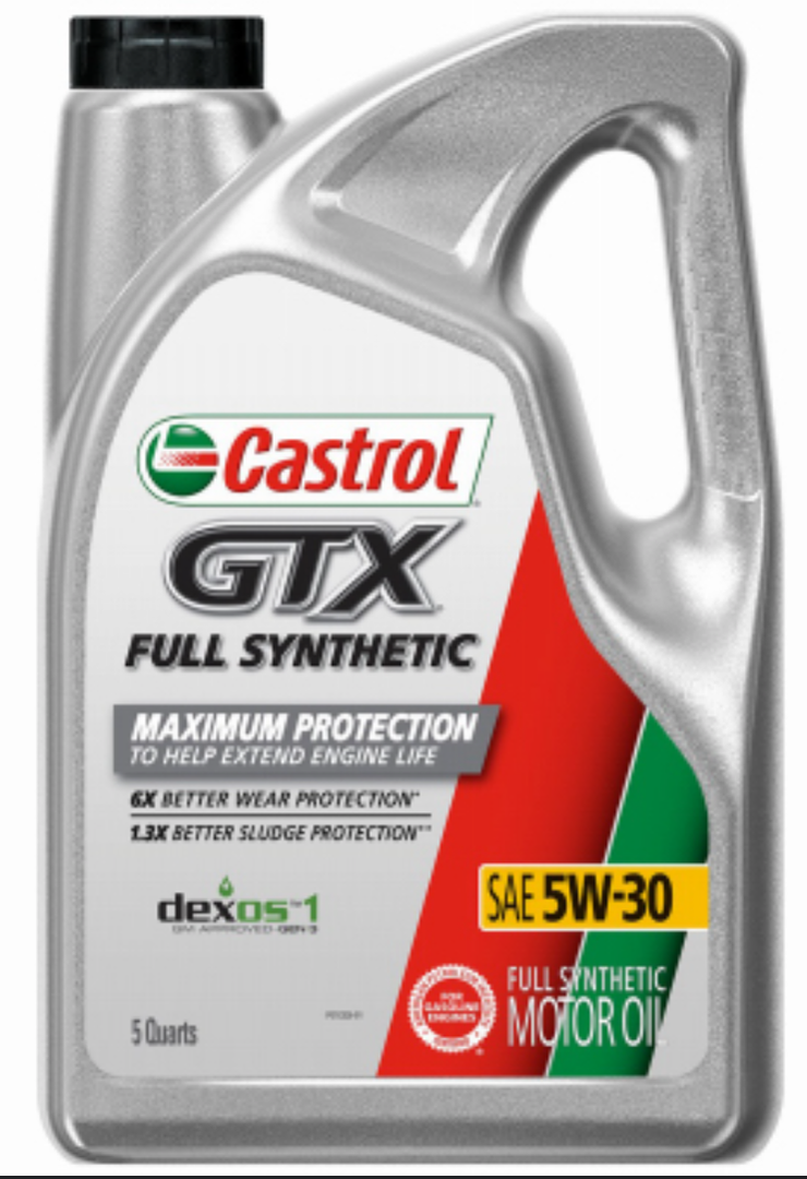Castrol GTX Full Synthetic SAE 5W-30 Motor Oil, 5 Quarts