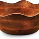 Mother's Day Handmade Large Wooden Bowl Mango Wood Decorative Bowl for Veggies, Fruits Wooden Serving Scalloped Bowl Modern Rustic Home Decorations Home Party Wedding Dcor 12 x 4.5 x 11 Inches
