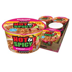 Nissin Hot & Spicy Ramen Noodle Soup, Shrimp, 3.27 Ounce (Pack of 6)