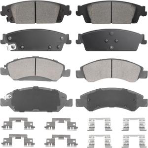 Front Semi-Metallic & Rear Ceramic Brake Pads for Chevy Silverado 1500 2014-2018, Suburban/Tahoe 15-20, for GMC Sierra 1500 2014-2018, Yukon/Yukon XL 15-20, for Cadillac Escalade/ESV 15-20 8PCS