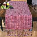 Urban Villa Table Runner 100%Cotton Two Tone Tablerunner Home Kitchen Dining Dcor Table Runner 14''x72''Red/Blue/White Table Runner with Fringes Cocktail Party Wedding BBQ's Everyday Use Table Runner