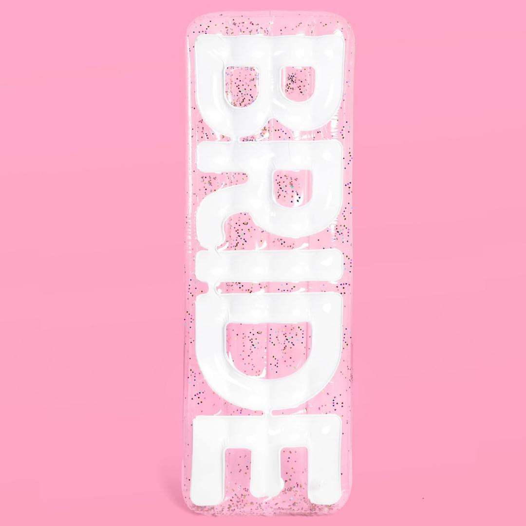 Clear Bride Pool Float, Multicolor Confetti - 6 Ft. | Bachelorette Party Decorations, Beach Bridal Shower Supplies, Cute Bridal Decor