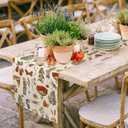 Mushroom Table Runner Vintage Forest Plants Mushroom Table Cover for Kitchen Dining Indoor Outdoor Party Decor, 13 x 72 Inch