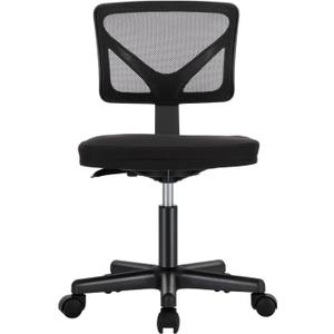Sweetcrispy Office Computer Desk Chair, Ergonomic Low-Back Mesh Rolling Work Swivel Chairs with Wheels, Armless Comfortable Seat Lumbar Support for Home, Bedroom, Study, Student, Adults, Black
