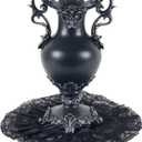 Gothic Victorian Resin Vase with Lace Doily  Waterproof 14" Black/Silver Vase for Fresh and Artificial Flowers  Goth Home Decor, Gift, Black Wedding or Halloween Table Centerpiece