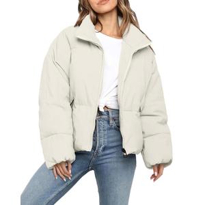 Polu Women's Puffer Jackets Oversized Long Sleeve Winter Zipper Coat Warm Quilted Jackets with Pockets(White,M) (M)