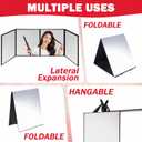 MEPIG Foldable Acrylic Full Length Mirror with Handle, Black, Four-Fold