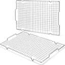 HULISEN 304 Stainless Steel Cooling Rack 2 Pack - 16" x 10" Baking Rack with Handle fits Half Sheet Pan, Wire Cookie Cooling Racks for Baking, Roasting, Grilling, Drying, Oven Safe, Dishwasher Safe