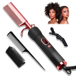 Hot Comb for Wigs Human Hair,Curling Iron with 12 Temp Settings Heating Up to 450°F,Pressing Combs 110-240V Straightening Comb for Curl/Straight