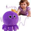 Octopus Baby Crawling Musical Interactive Toys with 97 Melodies, Talking Repeat Function Language Learning for Newborn Infant, Safe Plush Sensory Learning Montessori Toy for Toddlers Gift 0+ Months (Purple)