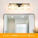 Modern Balck and Gold Crystal Bathroom Vanity Light, 4-Lights Bathroom Light Fixtures, Vanity Light Fixtures Over Mirror, Glass Wall Sconce Light for Bedroom, Kitchen, Living Room, Gallery, E26 Base