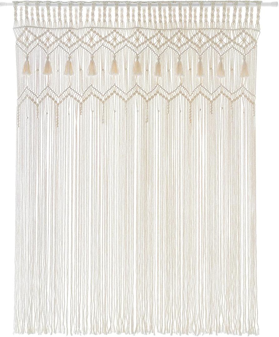 Mkono Macrame Curtain Large Boho Woven Wall Hanging Window Curtains Handmade Bohemian Decor for Window Doorway Closet Wedding Backdrop Arch Bedroom Living Room Apartment, 51''Wide x 70''Long