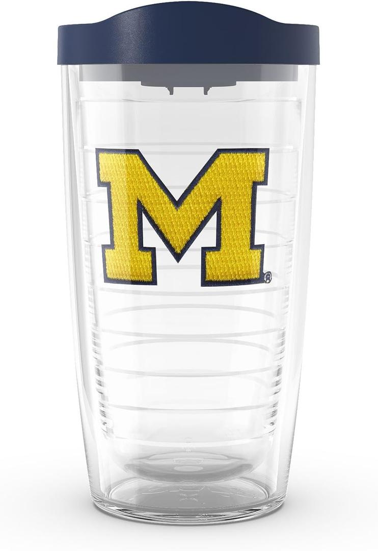 Tervis Made in USA Double Walled University of Michigan UM Wolverines Insulated Tumbler Cup Keeps Drinks Cold & Hot, 16oz, Big M
