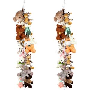 Hotop 2 Pcs Stuffed Animals Storage Chain Hanging Stuffed Animal Organizer with 40 Plastic Clips 79 Inch Plush Toys Holder with Hooks for Wall Bedroom Hanging Hat Socks Holiday Card (White)
