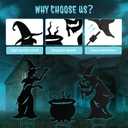 3 x Halloween Witch Yard Decorations Witch Silhouette Yard Stakes with Cauldron,Set of 3 Metal Halloween Yard Stakes for Spooky Decorations Garden Lawn