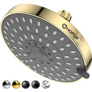HOPOPRO 5-Mode  Pressure Shower Head - The Washington Post, NBC News, Today TV Show Recommended - High Flow Fixed Showerheads (6 Inch Gold)