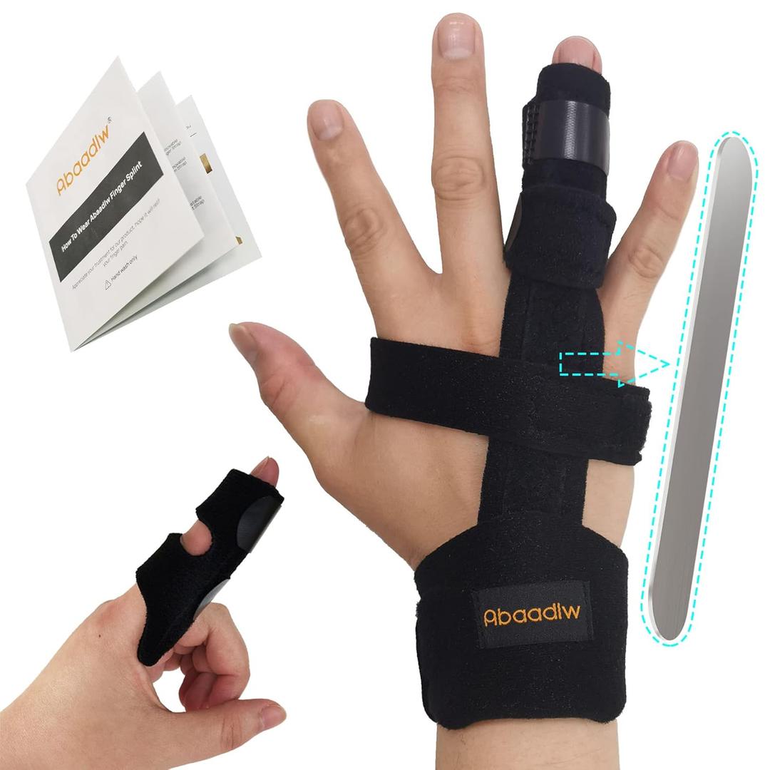 Abaadlw Trigger Finger Splint 2 Pcs, Adjustable Index Finger Splint, Finger Splint Middle Finger, Ring Finger Splint, Pinky Finger Splint,Hand Brace (Black-B1-2)