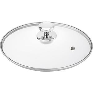 Glass Lid for 11 Inch Stainless Steel Cast Iron Skillets Frying Pans, 28cm Tempered Lids for Dutch Ovens, 11 In Pan Cover with Stainless Steel Rim for Stock Pots, Dishwasher Safe