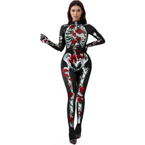 Spooktacular Creations Halloween Women Floral Skeleton Jumpsuit Costume Halloween Costumes for Women Adult 2025 (Large)