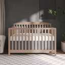 Dream On Me Odelle 5-in-1 Convertible Full-Size Baby Crib in Almond Butter, GreenGuard Gold & BSA Converts to Toddler, Day & Full-Size Bed, Sustainable Pinewood, 3 Mattress Heights, 54.7"L x 29.3"W x 40.2"H